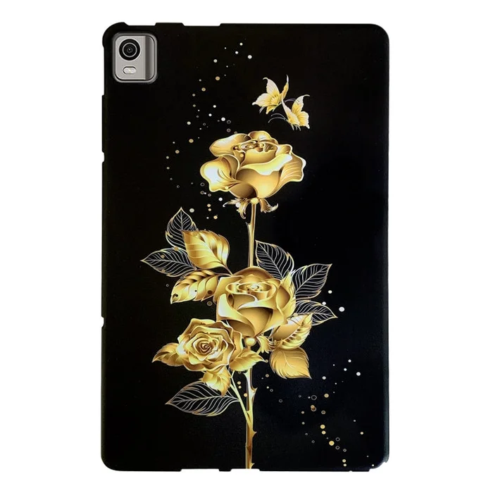 For Nokia T21 Color Painting Pattern Smart Tablet TPU Case(Golden Rose)