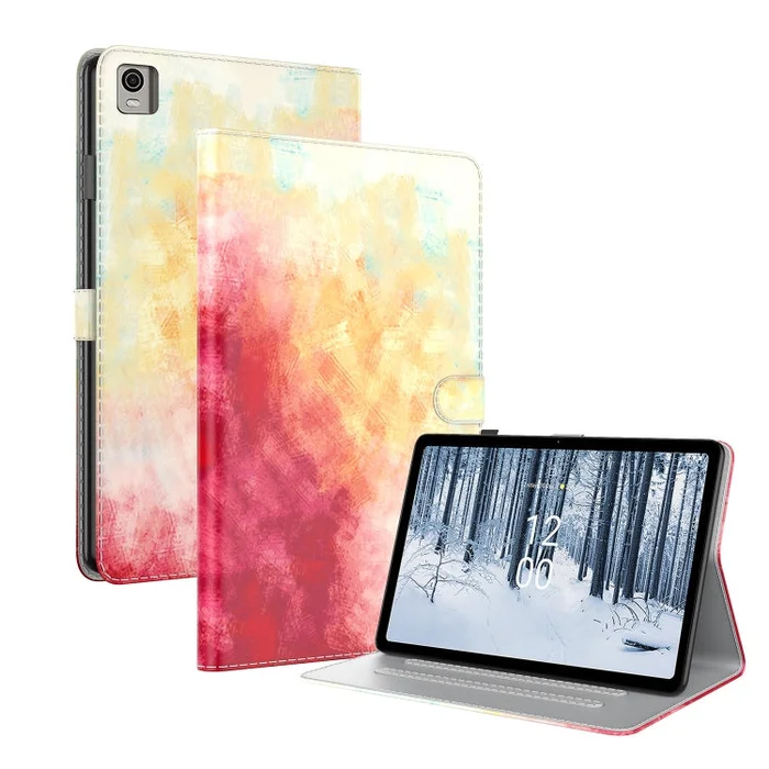 For Nokia T21 Watercolor Pattern Flip Leather Tablet Case(Spring Cherry)
