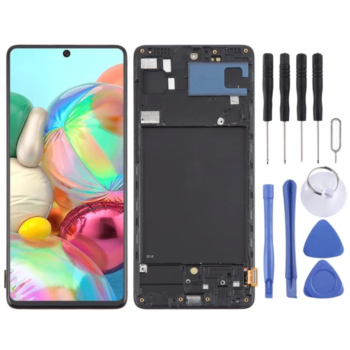 For Samsung Galaxy A71 4G SM-A715F 6.43 inch OLED LCD Screen Digitizer Full Assembly with Frame (Black)