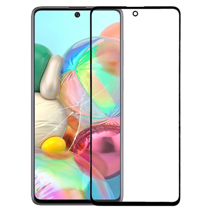 For Samsung Galaxy A71 Front Screen Outer Glass Lens (Black)