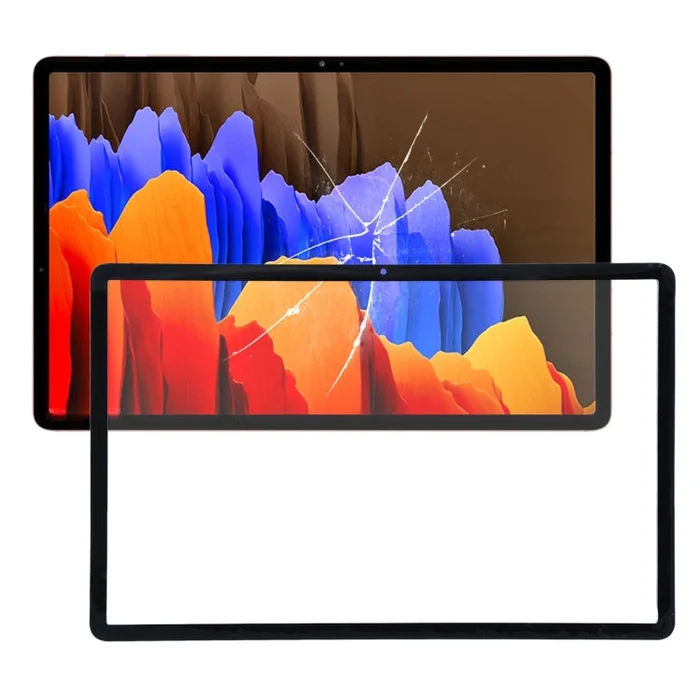 For Samsung Galaxy Tab S7 FE SM-T730 Front Screen Outer Glass Lens (Black)