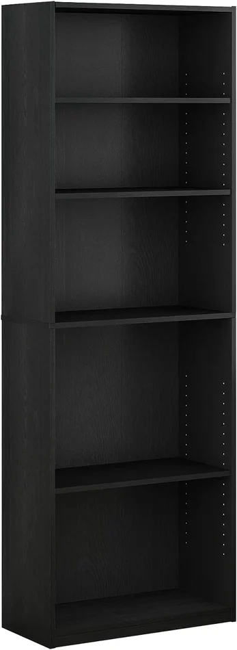FURINNO JAYA Simply Home 5-Shelf Bookcase, 5-Tier, Black