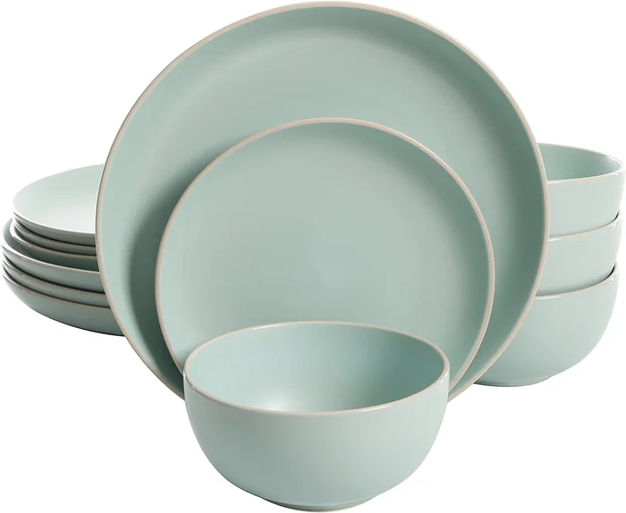 Gibson Home Rockaway 12 Piece Dinnerware, Teal Matte