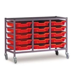 Gratnells 3025P Treble Trolley Set with 15 Shallow Trays [3291]