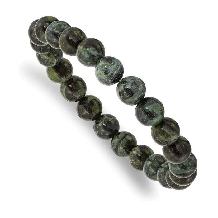 Green Eye Agate Beaded Stretch Bracelet