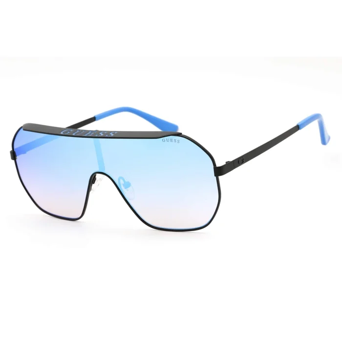 Guess Unisex Sunglasses – Blue Mirror Lens Metal Shield Shape Frame | GU7676 02X