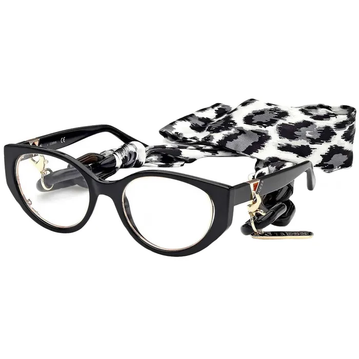 Guess Women’s Eyeglasses – Clear Demo Lens Shiny Black Cat Eye Frame | GU2885 001