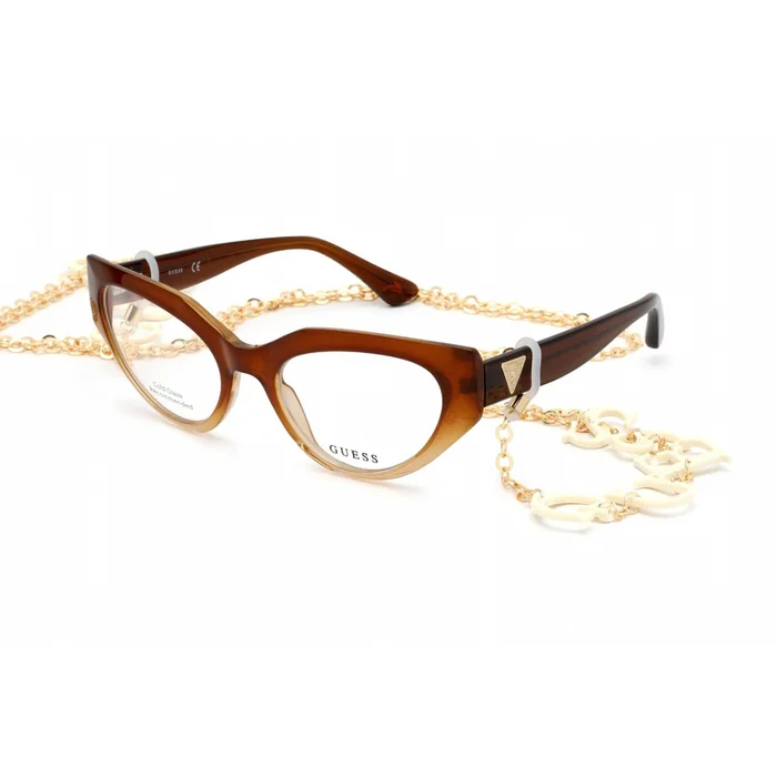 Guess Women’s Eyeglasses – Clear Lens Light Brown Cat Eye Plastic Frame | GU2853 047