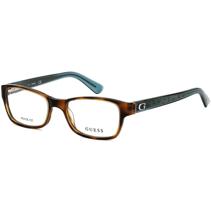 Guess Women’s Eyeglasses – Dark Havana and Blue Rectangular Shape Frame | GU2591 052