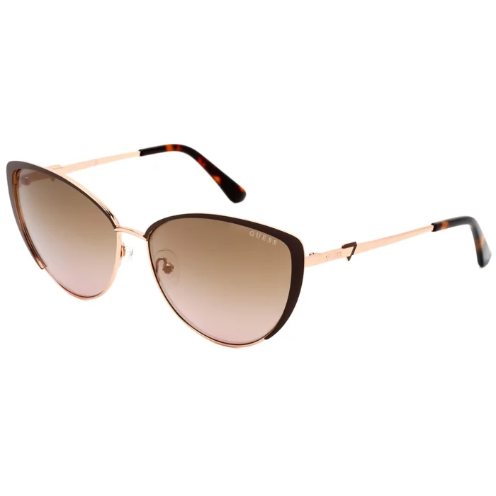 Guess Women’s Sunglasses – Shiny Dark Brown Cat Eye Full-Rim Metal Frame | GU7744 48G