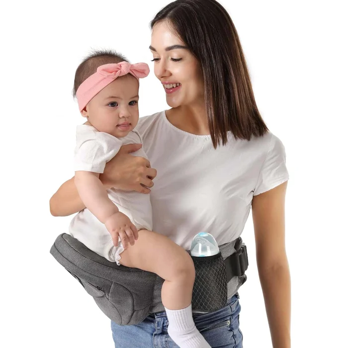 HKAI Ergonomic Baby Carrier with Adjustable Waistband & Breathable Mesh, for Newborns & Toddlers, Grey