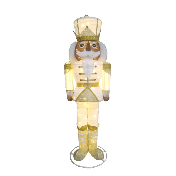 Holiday Living 6-ft White & Gold Black Nutcracker