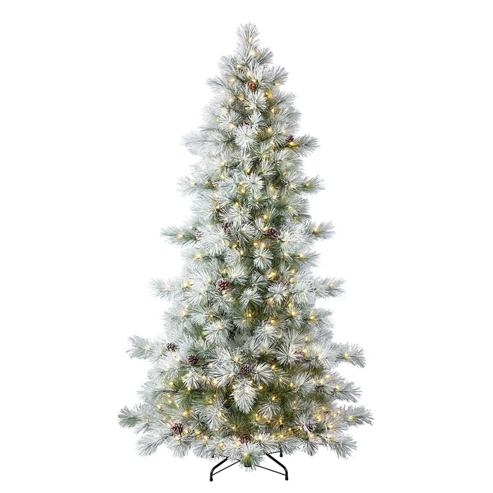 Holiday Living 7.5-ft Flocked Snowy Berkshire Pre-lit LED Artificial Christmas Tree