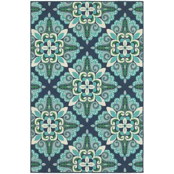 Home Decorators Collection Bayview Blue Aqua 9 ft. x 13 ft. Outdoor Patio Area Rug