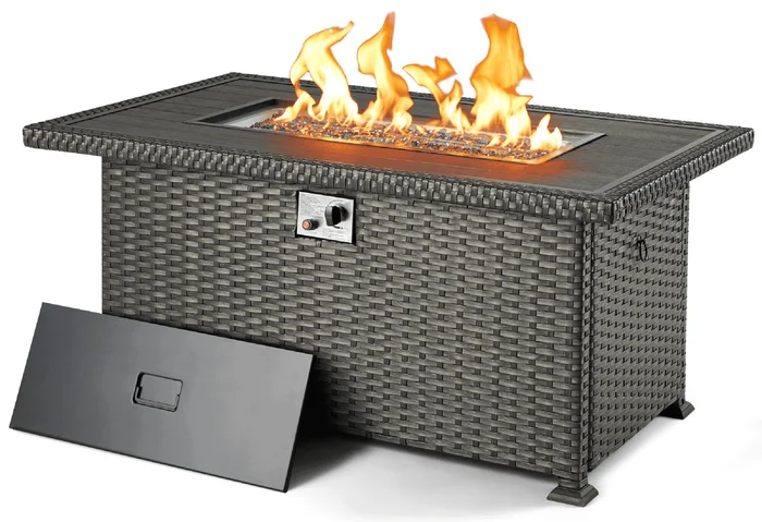 HOMREST Propane Fire Pit Table, 50 Inch 50,000 BTU Smokeless Firepit for Outdoor Patio, CSA Approved, Auto-Ignition Adjustable Flame