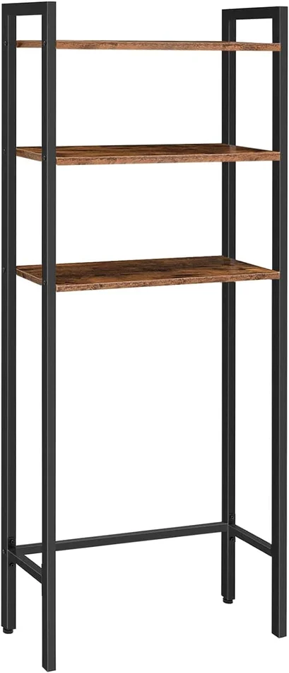 HOOBRO Over The Toilet Storage, 3-Tier Industrial Bathroom Organizer, Rustic Brown BF41TS01