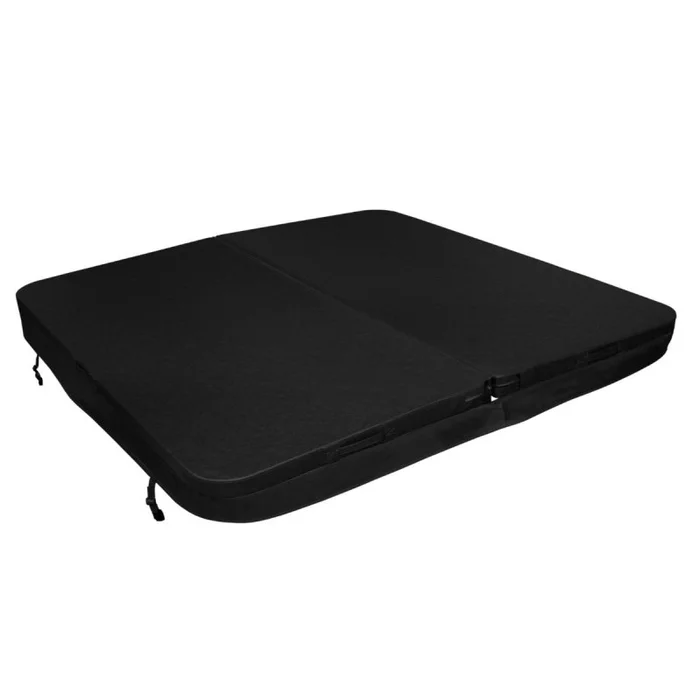 Hot Tub Cover Spa Lid 220cm x 220cm Square Black Hard Top Weatherproof PVC Leather Foam 25KG/m3 Density Galvanized C-Channel UV Mildew Flame Resistant