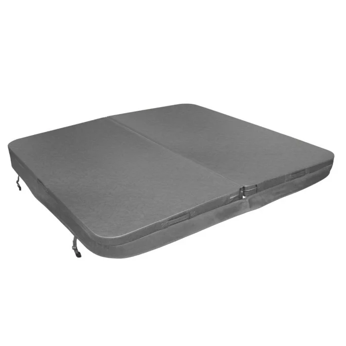 Hot Tub Cover Spa Lid 220cm x 220cm Square Grey Hard Top Weatherproof PVC Leather Foam 25KG/m3 Density Galvanized C-Channel UV Mildew Flame Resistant