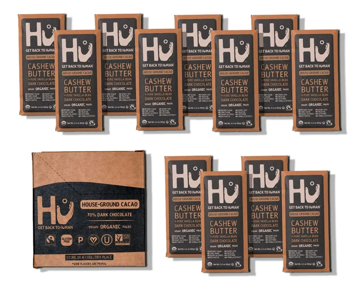 Hu Chocolate Bars 12 Pack Cashew Butter Vanilla Bean Chocolate, Natural Organic Vegan, Fair Trade Dark Chocolate, 2.1oz Each