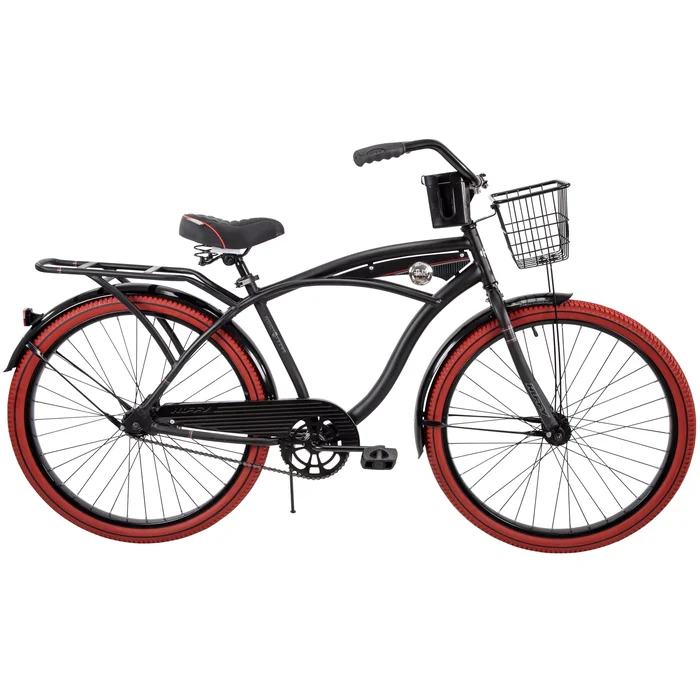Huffy 26″ Nel Lusso Cruiser Bike, Fits Riders 5’0″+, Matte Black, Adult, Men’s