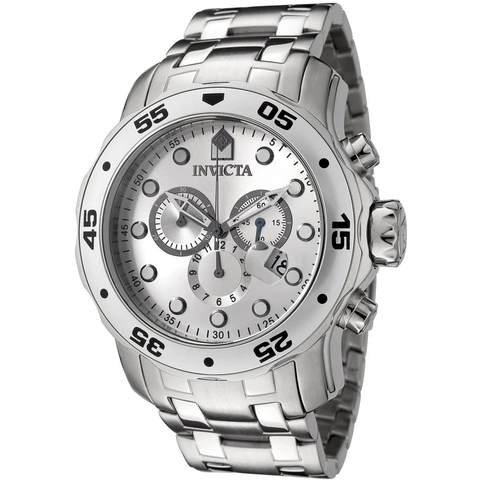 Invicta 0071 Men’s Pro Diver SS Silver Dial Chronograph Watch