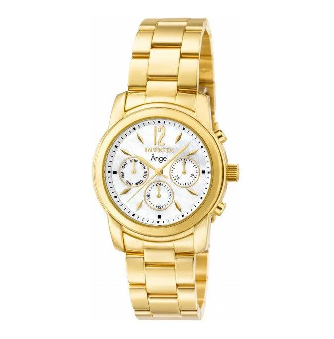 Invicta 0465 Women’s Angel MOP White Dial Gold Plated Steel Bracelet Watch