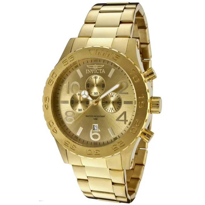 Invicta 1270 Men’s Specialty Gold Plated Stainless Steel Gold Tone Dial Chronograph Watch