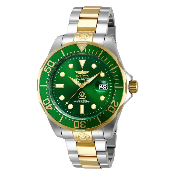 Invicta 13928 Men’s Grand Diver Green Dial Two Tone Steel Bracelet Automatic Dive Watch