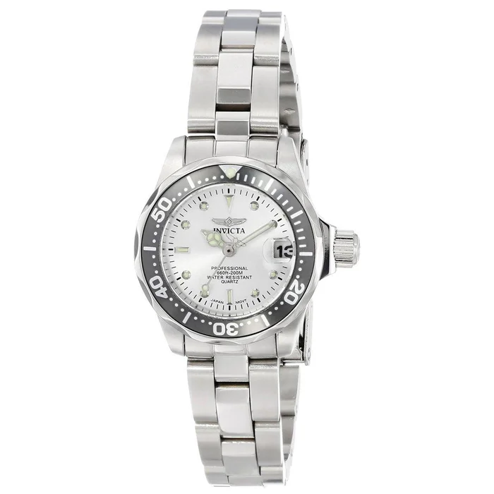 Invicta 14985 Women’s Pro Diver Silver Dial Stainless Steel Bracelet Dive Watch
