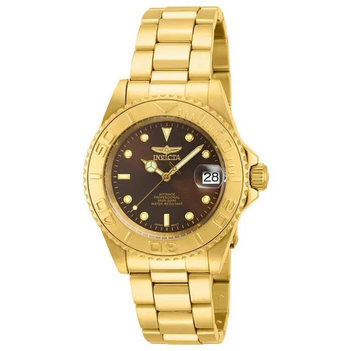 Invicta 15847 Men’s Pro Diver Automatic Brown Dial Gold Steel Bracelet Watch