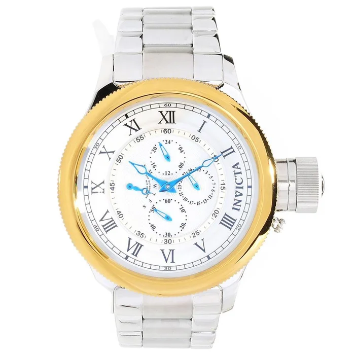 Invicta 15932 Men’s Russian Diver Chronograph Gold Tone Bezel Silver Dial Steel Watch