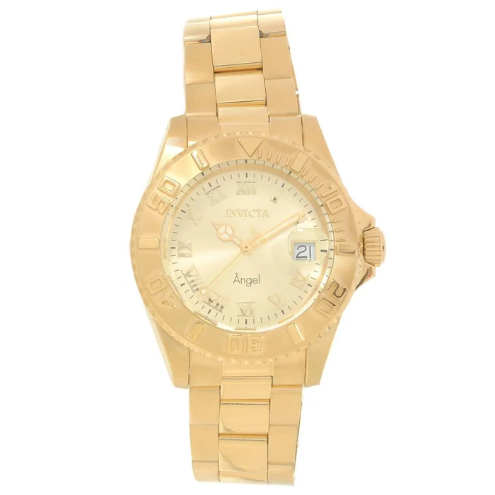 Invicta 16849 Women’s Angel Champagne Dial Yellow Gold Plated Steel Bracelet Dive Watch
