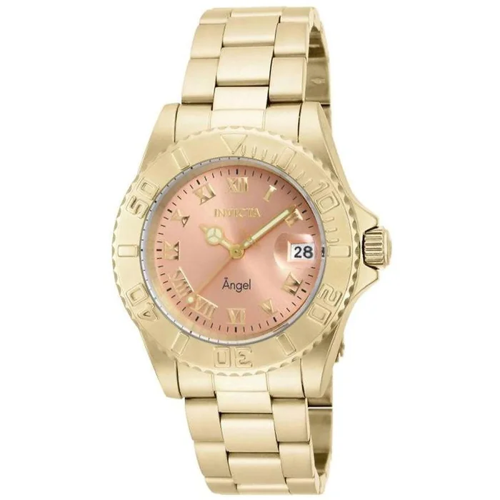 Invicta 16850 Women’s Angel Pink Dial Yellow Gold Steel Bracelet Dive Watch