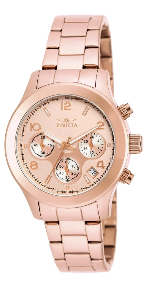 Invicta 19218 Women’s Angel Rose Gold Dial Rose Gold Plated Steel Bracelet Chronograph Watch