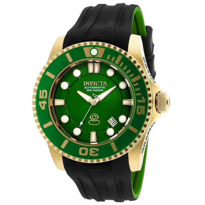 Invicta 20202 Men’s Grand Diver Dark Green Dial Black & Dark Green Silicone Strap Automatic Dive Watch