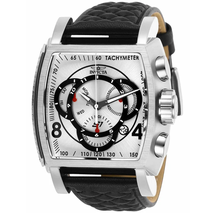 Invicta Men’s Chronograph Watch – S1 Rally Silver Tone and Black Dial Strap | 27918