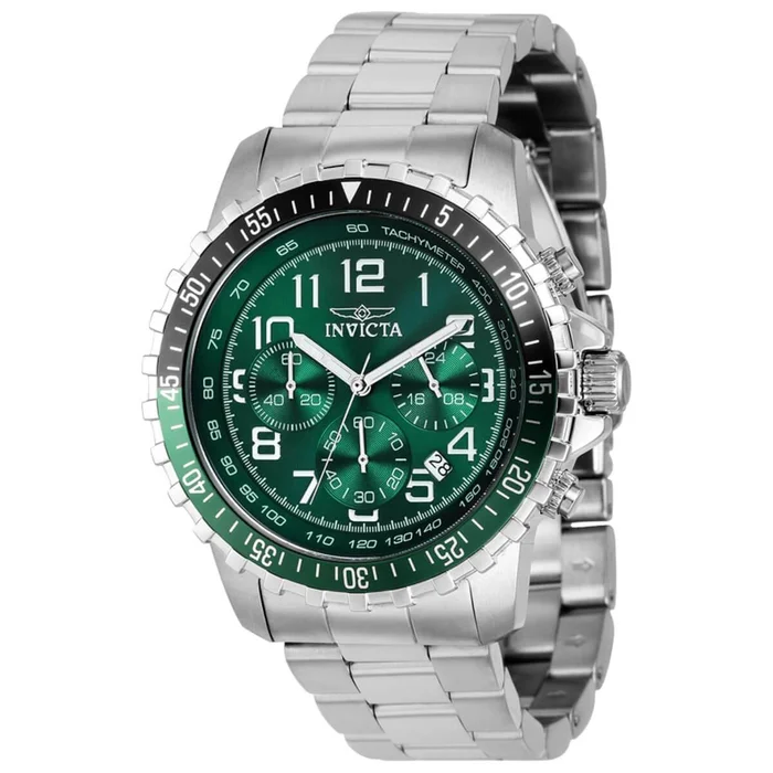 Invicta Men’s Chronograph Watch – Specialty Green Dial Silver Tone Bracelet | 39126