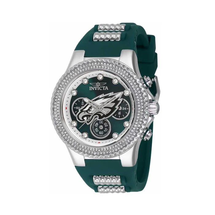 Invicta Women’s Watch – NFL Philadelphia Eagles Silver Tone and Green Strap | 42748