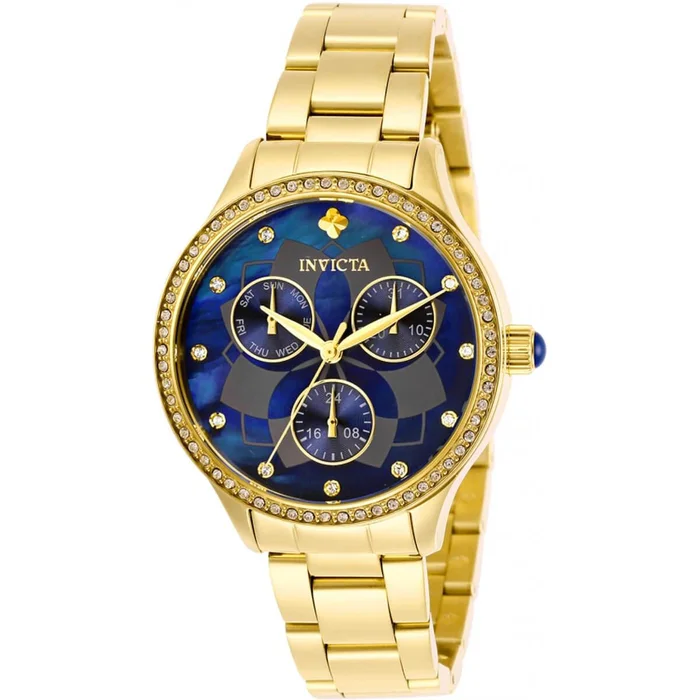 Invicta Women’s Watch – Wildflower Blue Oyster Dial Yellow Gold Bracelet | 29095
