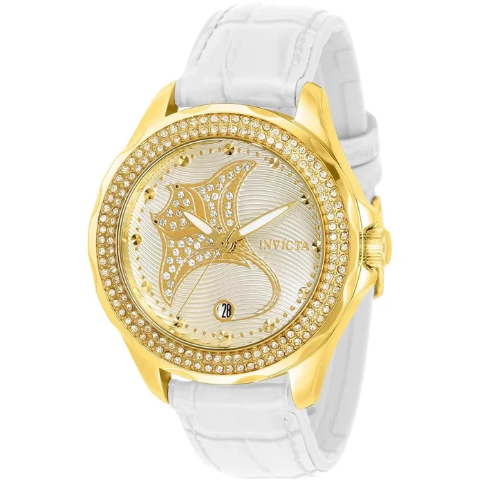 Invicta Women’s Watch – Wildflower Manta Ray Yellow Gold Case White Strap | 32669