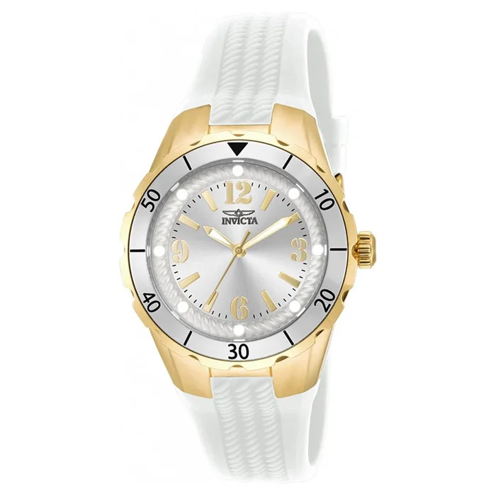 Invicta Women’s White Polyurethane Strap Watch – Angel Quartz Silver Dial | 17484