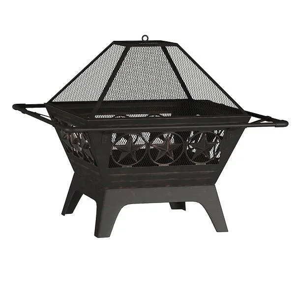 Janssen 27” H x 32” W Steel Wood Burning Outdoor Fire Pit with Lid