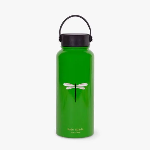 Kate Spade Extra Large Dragonfly Stainless Steel Drinks Bottle 937ml in Green