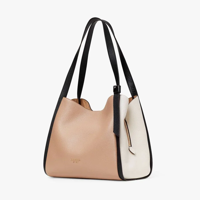 Kate Spade New York Knott Leather Colour Block Shoulder Bag in Kraft Paper/Multi