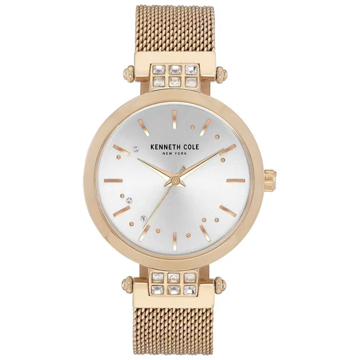 Kenneth Cole Women’s Crystal Watch – Classic Yellow Gold Mesh Bracelet | KC50960004