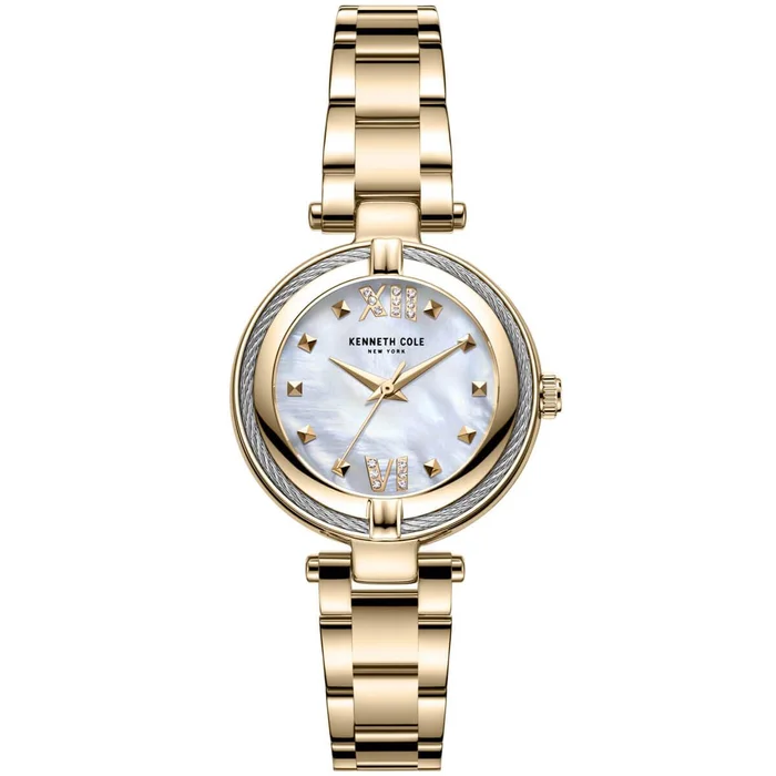 Kenneth Cole Women’s Quartz Watch – Classic MOP Dial Yellow Gold Bracelet | KC51052005