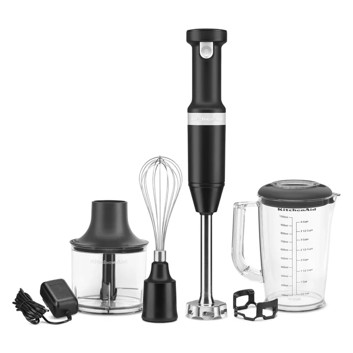 KitchenAid 5-Speed 60-Watt Pulse Control Immersion Blender with Accessory Jar (Black Matte)