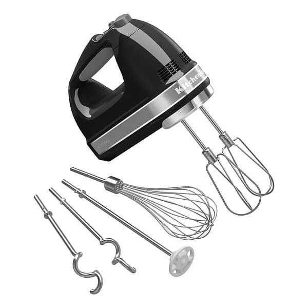 KitchenAid 9-Speed Digital Hand Mixer with Turbo Beater II Accessories and Pro Whisk – Onyx Black