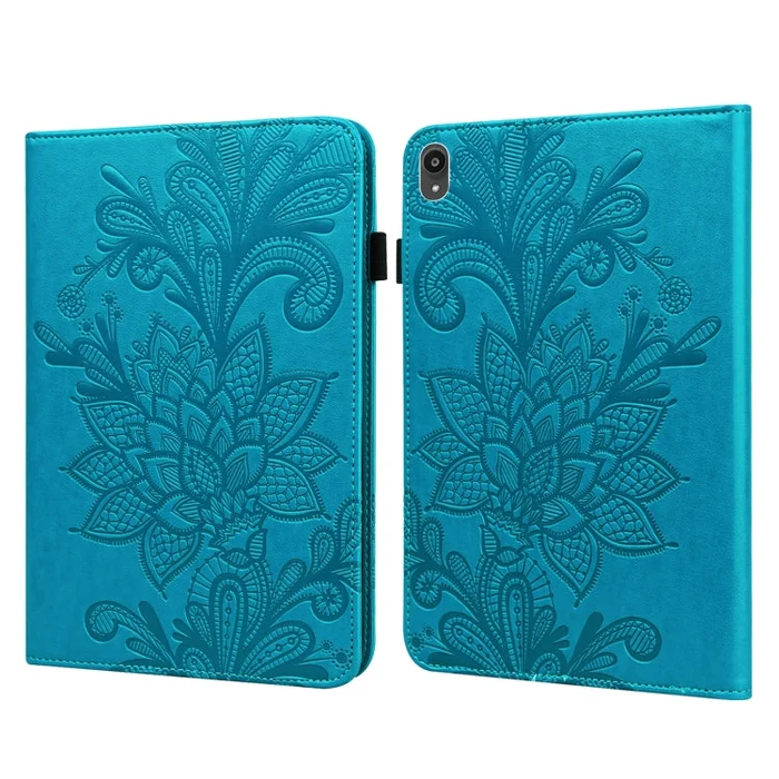 Lace Flower Embossing Pattern Leather Tablet Case For Lenovo Tab P11 Plus(Blue)