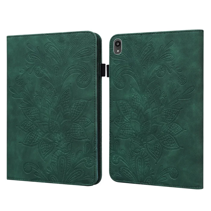 Lace Flower Embossing Pattern Leather Tablet Case For Lenovo Tab P11 Plus(Green)